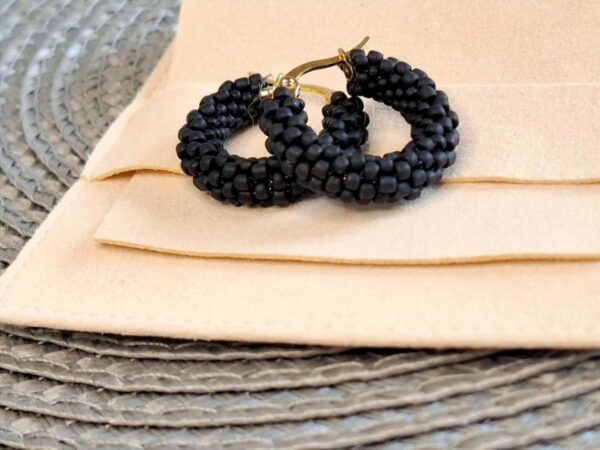 20251120_125725.jpg HOOPS – Matte Black Beaded Earrings