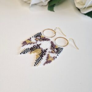 IRRA – Dusty Pink, White & Gold Drop Earrings