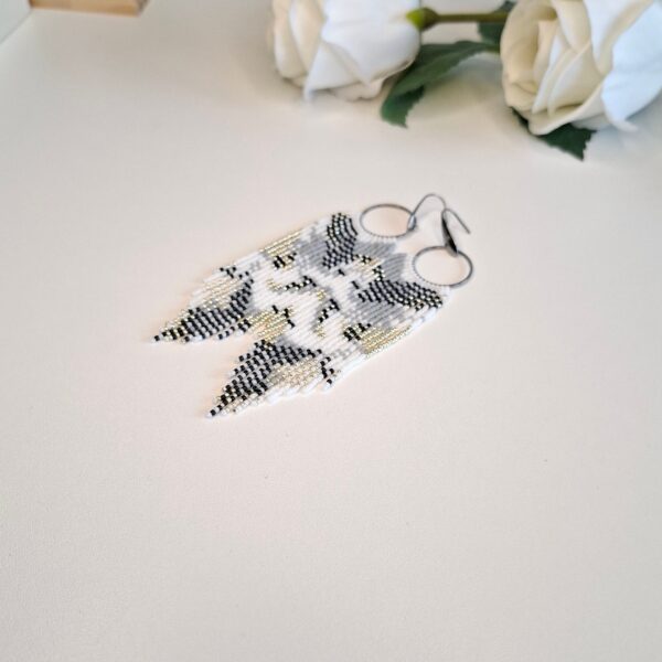 IRRA – Grey, White & Silver Long Drop Earrings