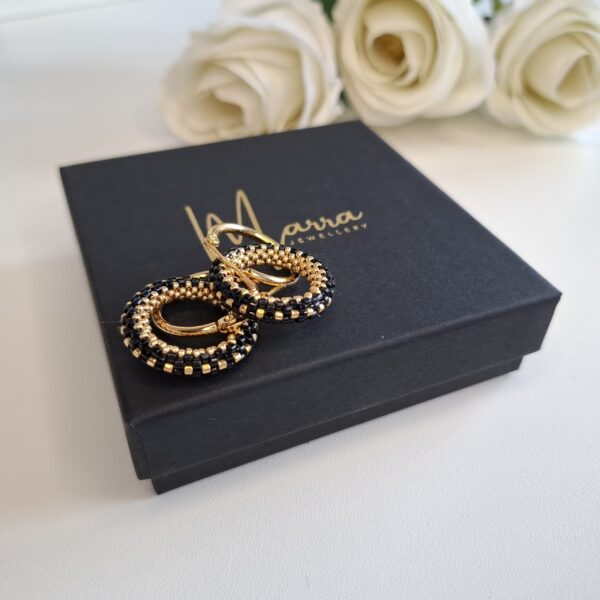 Ettera – Black Beaded Ring Earrings
