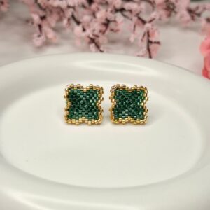 CLO – Green Beaded Stud Earrings