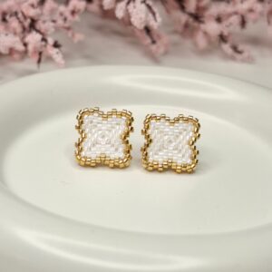 CLO – White Beaded Stud Earrings