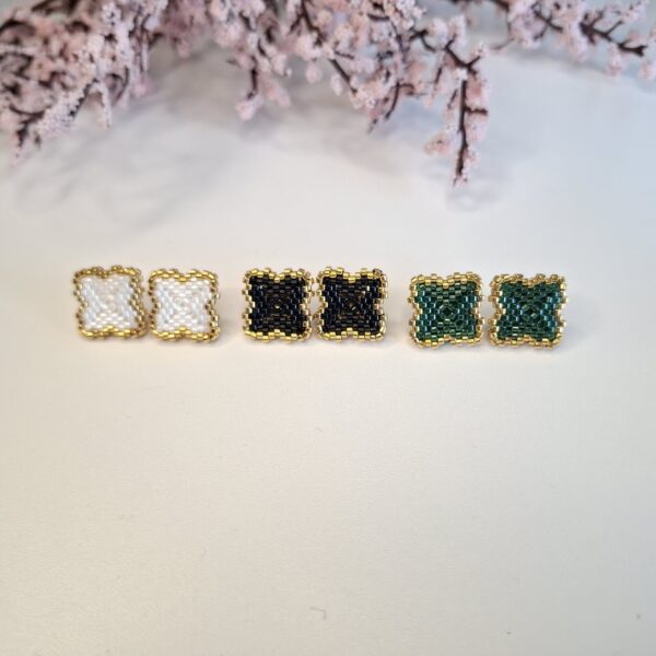 CLO – White Beaded Stud Earrings